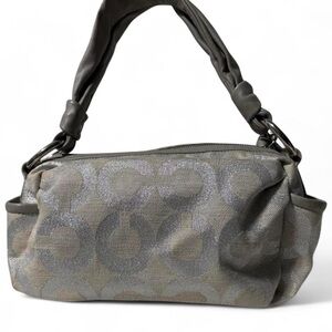 Vintage Y2K Coach Metallic Silver Signature Hobo Bag Monogram Shoulder Purse
